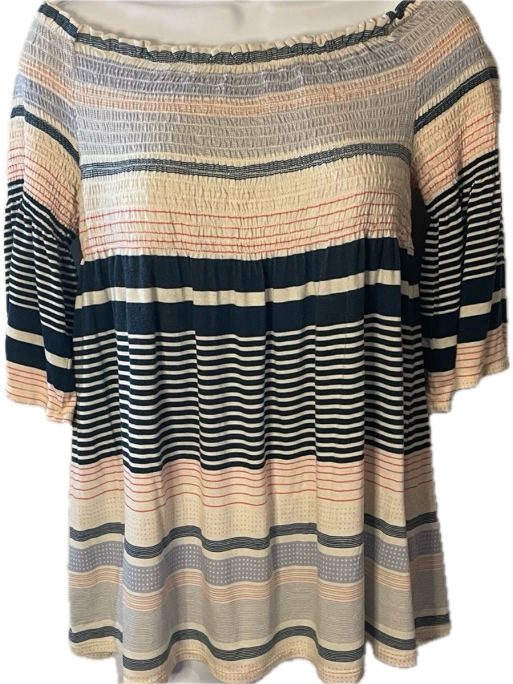 Rewind Multicolor Striped Off-Shoulder Top